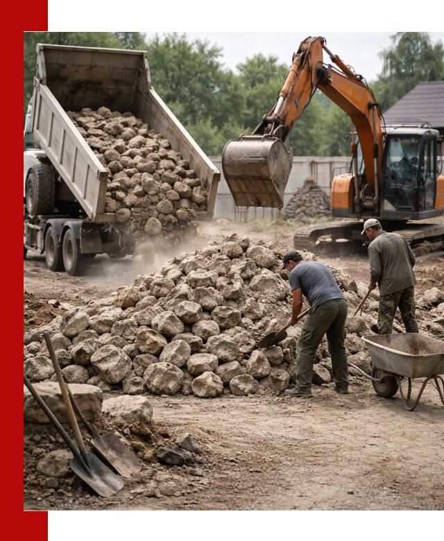 Доставка и разгрузка бутового камня в Сарове