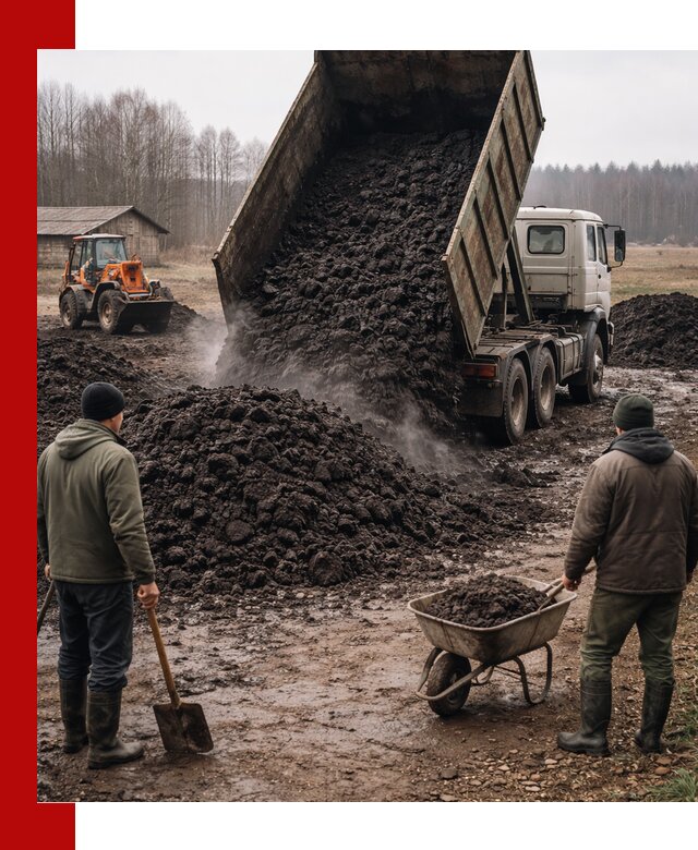 Доставка низинного торфа с разгрузкой и доставкой в Сарове