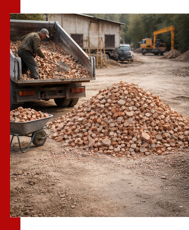 Доставка и подушка из боя кирпича с разгрузкой в Сарове