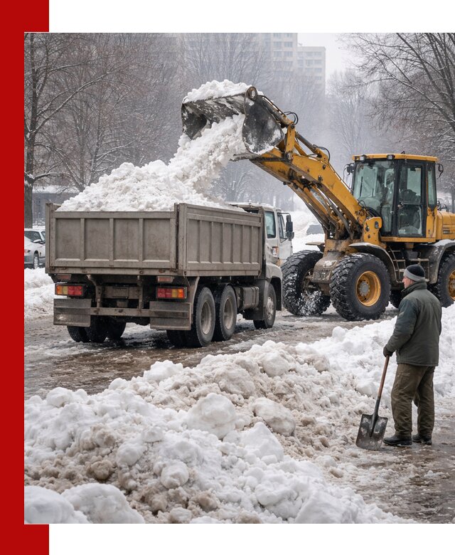 Вывоз снега грузовой техникой в Сарове оперативно и чисто