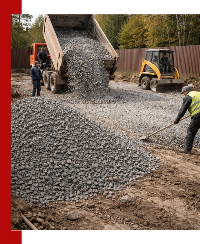 Отсыпка участка щебнем с доставкой и уплотнением в Сарове